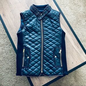 Fate Navy Quilted Leather Vest XS NWT
